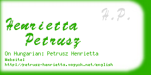henrietta petrusz business card
